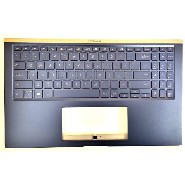 Carcasa superioara cu tastatura palmrest Laptop, Asus, ZenBook 15 UX534, UX534FT, UX534FA, UX534FAC, 90NB0NK1-R31UI0, iluminata, albastra, layout us