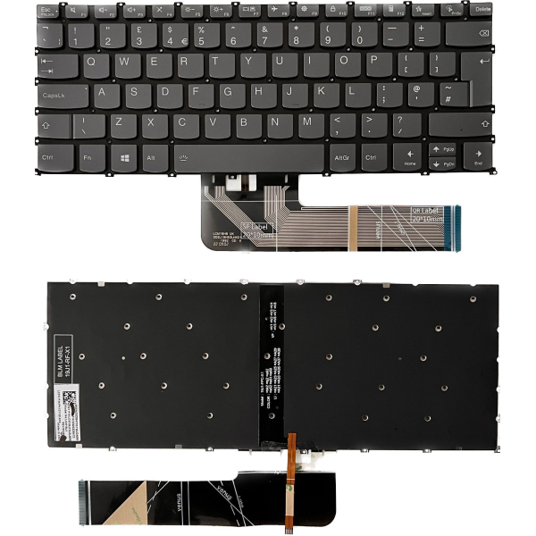 Tastatura Laptop 2-in-1, Lenovo, IdeaPad 5 14Q8X9 Type 83GH, iluminata, gri, layout UK