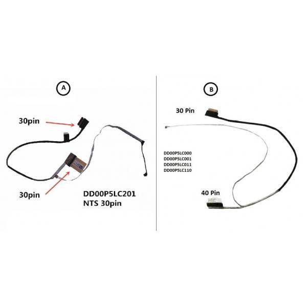 Cablu video LVDS Laptop, HP, DD00P5LC201, DD00P5LC210, DD00P5LC201212, DD00P5LC212, DD00P5LC220, DD00P5LC221, DD00P5LC222, DD00P5LC202, DD00P5LC241, L63615-001, L68167-001, non touch, 30 pini