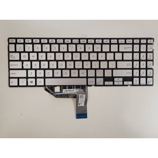 Tastatura Laptop, Asus, VivoBook S15 S532F, S532FA, S532FAC, S532FL, S532FLC, iluminata, argintie, layout US