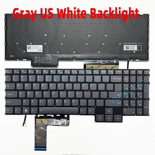 Tastatura Laptop Gaming, Lenovo, LOQ 15IRX9 Type 83DV, 83KH, iluminata, gri, layout US