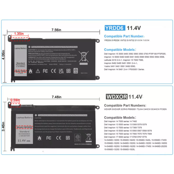 Baterie compatibila Laptop, Dell, Latitude 3190, 11.4V, 3400mAh, 39Wh