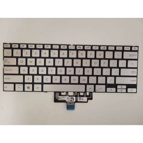 Tastatura Laptop, Asus, ZenBook 14 UM433D, UM433DA, UM433I, UM433IQ, iluminata, argintie, layout US