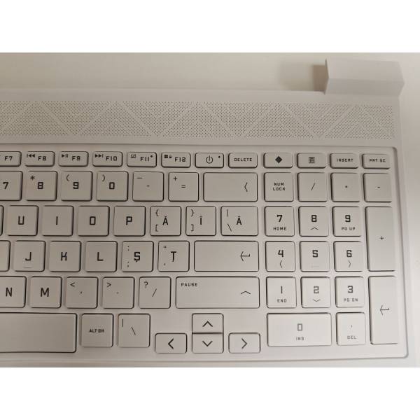 Carcasa superioara cu tastatura palmrest Laptop Gaming, HP, Victus 15-FA, 15-FB, 15Z-FB, N13297-001, N13297-B31, N13297-271, iluminata, alba, layout US
