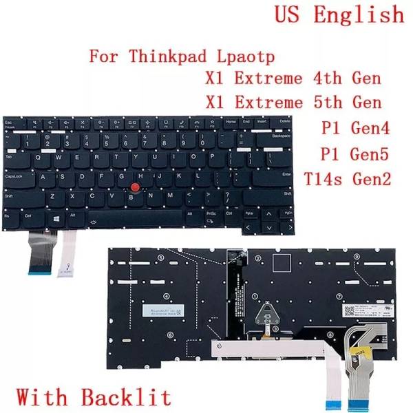 Tastatura Laptop, Lenovo, ThinkPad P1 Gen 6 Gen 1 Type 21FV, 21FW, iluminata, neagra, layout US