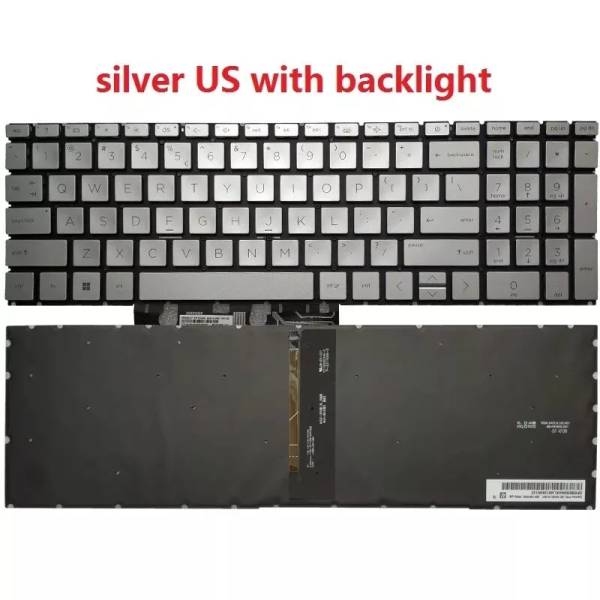 Tastatura Laptop, HP, Pavilion X360 15-ER, 15T-ER, iluminata, argintie, layout US