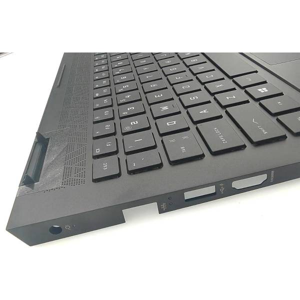Carcasa superioara cu tastatura palmrest Laptop, HP, Omen 15-EK, 15-EN, 15Z-EN, TPN-Q238, TPN-Q236, M00666-001, KEQ46G3ETA, iluminata, monochrome, layout US