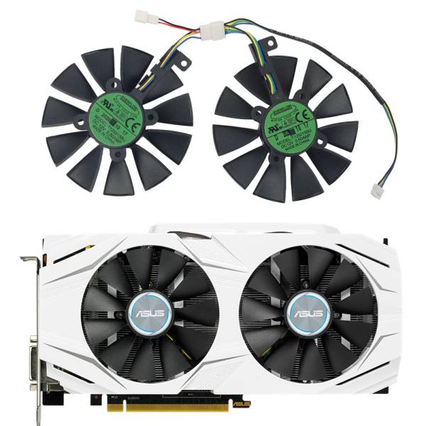 Set coolere placa video PC Desktop, Asus, ROG GTX 1060, 1070, T129215BU, dual fan, 4 pini, 12V, 0.50A, 87mm