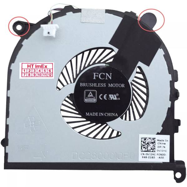 Cooler procesor Laptop, Dell, XPS 15 9560, 0VJ2HC, VJ2HC, DFS501105PR0T-FJ6P, DC28000I0F0, 5V, 0.50A, CPU