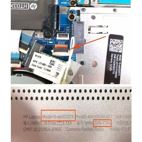 Cablu conectare HDD/SSD Laptop, HP, 15-DA, 15-DB, 15T-DA, 15G-DR, TPN-C136, L20454-001, EPK52 LS-G072P