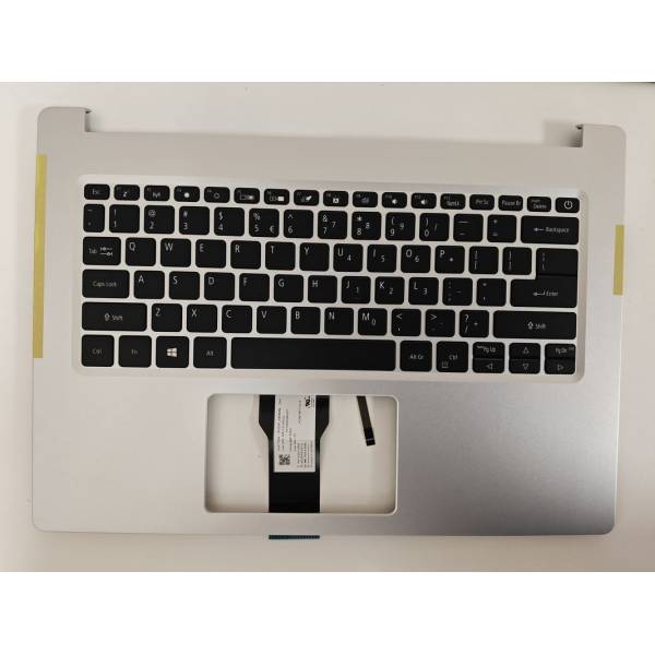Carcasa superioara cu tastatura palmrest Laptop, Acer, Swift S40-51, 6B.HUSN8.001, HQ20900695000, iluminata, argintie, layout US