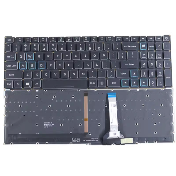 Tastatura Laptop Gaming, Acer, Predator Helios Neo 16 PHN16-71, PHN16-72, N22Q22, iluminata albastra, layout US