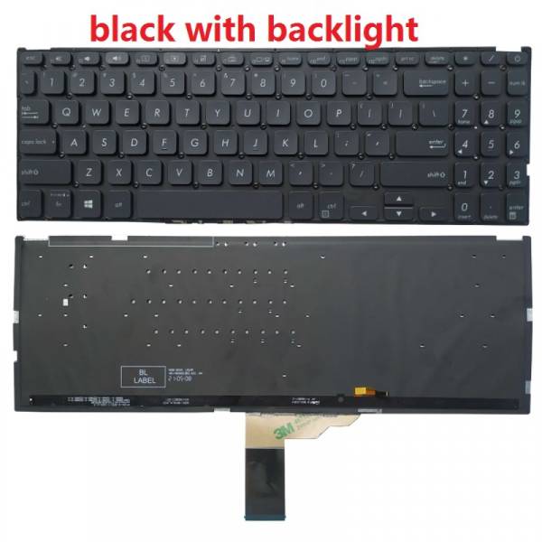 Tastatura Laptop, Asus, VivoBook 15 R564D, R564DA, R564DK, R564F, R564FA, R564FJ, R564J, R564JA, R564U, R564UA, iluminata, neagra, layout US