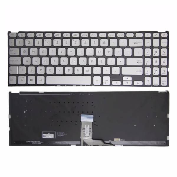 Tastatura Laptop, Asus, VivoBook 15 X512J, X512JA, X512JAU, X512JF, X512JP, X512U, X512UA, X512UB, X512UF, iluminata, argintie, layout US