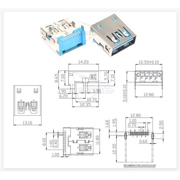 Mufa USB 3.0 Laptop, Getac B300, S410, 9 pini Mufa USB 3.0 Laptop, Getac B300, S410, 9 pini