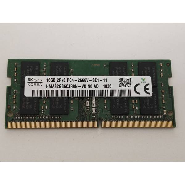 Memorie ram Laptop SK Hynix 16GB, DDR4, 2Rx8, PC4-2666V, 2666Mhz, HMA82GS6CJR8N-VK, PC4-21300, CL19, Non-ECC, sodimm, 260 pini
