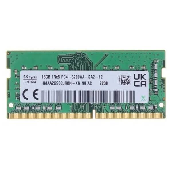 Memorie ram Laptop SK Hynix 16GB, DDR4, 1Rx8, PC4-3200AA, 3200Mhz, HMAA4GS6CJR8N-XN, PC4-25600, CL22, 1.2V, Non-ECC, sodimm, 260 pini
