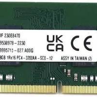 Memorie ram Laptop Kingston 8GB, DDR4, 1Rx16, PC4-3200AA, 3200Mhz