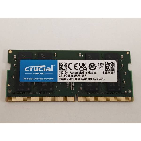 Memorie ram Laptop Crucial 16GB, DDR4, 2Rx8, DDR4-2666, 2666Mhz, CT16G4S266M.M16FR, PC4-21300, 1.2V, CL19, Non-ECC, sodimm, 260 pini