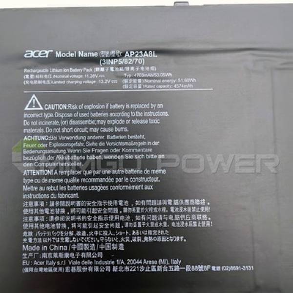 Baterie Laptop, Acer, ChromeBook Spin 511, 512, R753TN, R853TA, 3INP5/82/70, AP23A8L, 11.28V, 4703mAh, 53.05Wh