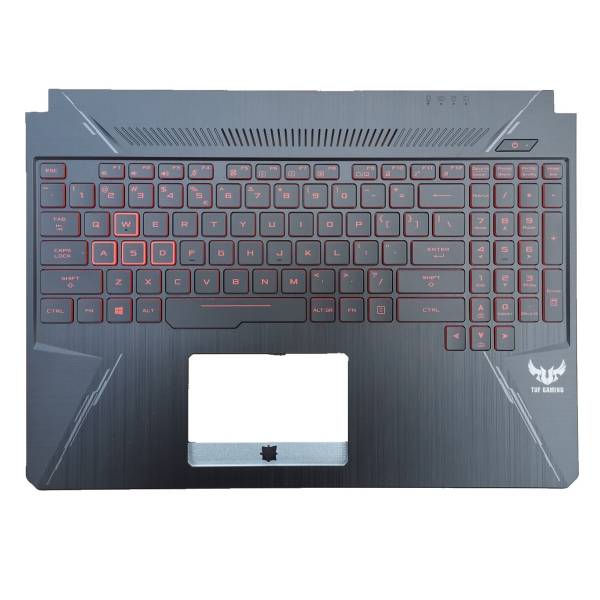 Carcasa superioara cu tastatura palmrest Laptop Gaming, Asus, TUF FX505D, FX505DD, FX505DT, FX505DU, FX505DV, FX505DY, 90NR00S3-R34US0, 13NR0133AP0111, 13N1-5JA0B01, FX505GE-1C, iluminata, rosie, layout US