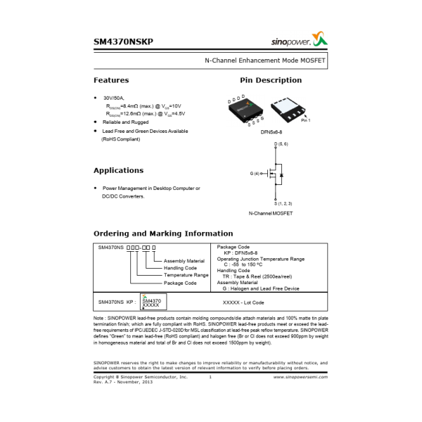 SMD SM4370, SM4370NSKP, SM4370NSKP-TRG