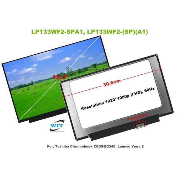 Display Laptop, Toshiba, Portage Z30-C, LP133WF2(SP)(A1), LP133WF2-SPA1, 13.3 inch, 1920x1080, FHD, 30 pini