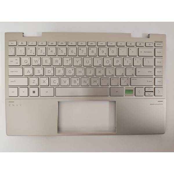 Carcasa superioara cu tastatura palmrest Laptop 2-in-1, HP, Envy X360 13-BD, 13T-BD, TPN-C152, M15290-171, AM2UT000450, AM2UT000900, iluminata, aurie, layout US ARABIC