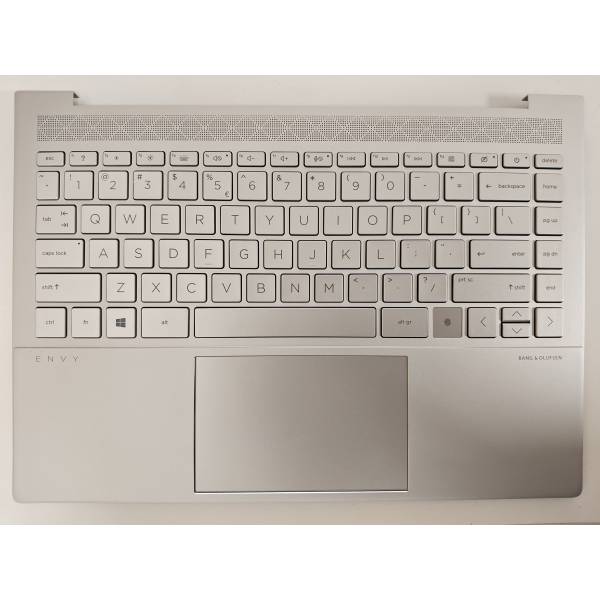 Carcasa superioara cu tastatura palmrest Laptop, HP, Envy 14-EB, TPN-Q252, M30903-001, M30903-031, M30903-271, M30903-B31, 46G3GTATP00, cu touchpad, iluminata, argintie, layout us