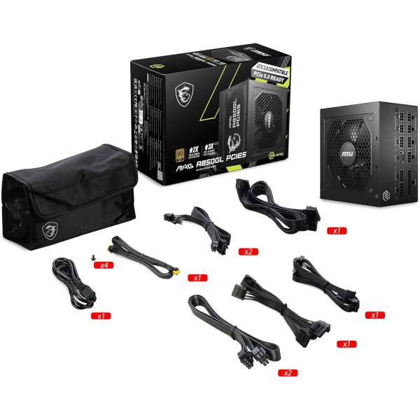 Sursa modulara Gaming MSI, MAG A850GL, PCI5, 80+ Gold, 850W, 306-7ZP8A11-CE0