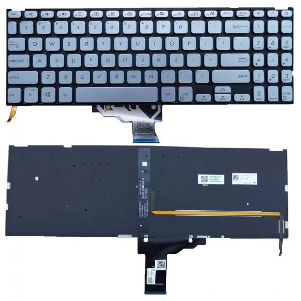Tastatura Laptop, Asus, VivoBook 15 R509F, R509FA, iluminata, argintie, layout US