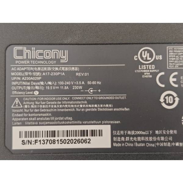 Incarcator Laptop Gaming, Asus, ADP-230EBTD, ADP-230EBTG, ADP-230EBTK(C14), ADP-230EBTP(C14), ADP-230EBTV(C14), ADP-230EBTV(C14)A02, A17-230P1A, 19.5V, 11.8A, 230W, 7.4x5.0mm