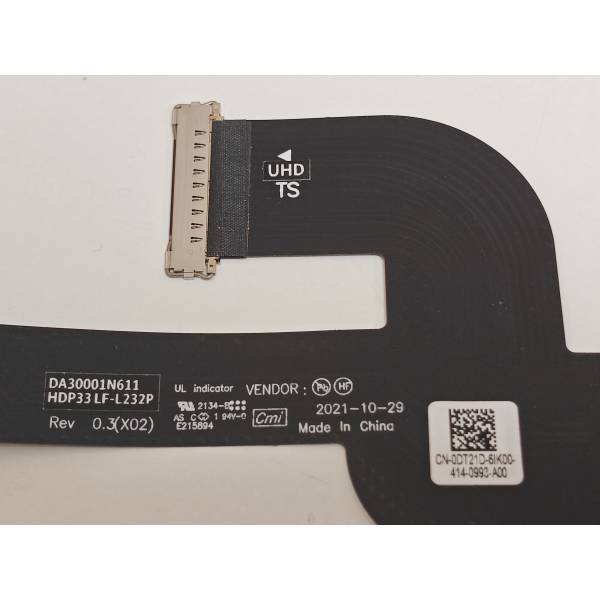 Cablu video LVDS Laptop, Dell, XPS 13 9315, P153G, P153G001, DT21D, DT21D, LF-L232P, HDP33, DA30001N611, rezolutie 4K, UHD, touchscreen