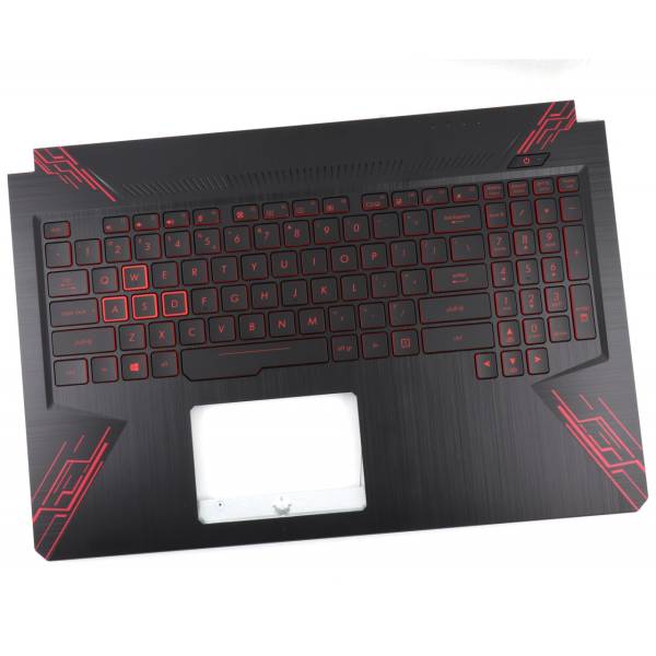 Carcasa superioara cu tastatura palmrest Laptop Gaming, Asus, TUF FX80G, FX80GD, FX80GE, FX80GM, 90NR00J2-R31US0, 3BBKLTAJNP0, 13NR00I0AM0111, FX504GD-1B, iluminata, neagra, layout US