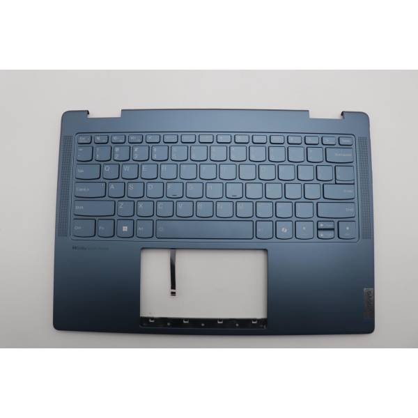 Carcasa superioara cu tastatura palmrest Laptop 2-in-1, Yoga 7 14IML9 Type 83DJ, 5CB1P00299, HQ207220B9000, iluminata, Tidal Teal, layout US