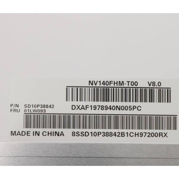 Display compatibil Laptop, Lenovo, ThinkPad 5D11U33625, 5D11U28552, 5D11U28712, 01LW393, 01YN116, 01YN162, 01YR527, 01YU641, 01YU650, 02DA375, 02DL611, 00NY686, 00NY691, 00UR895, 01ER011, 01LW092, 14 inch, FHD, IPS, narrow, On Cell Touch, 40 pini