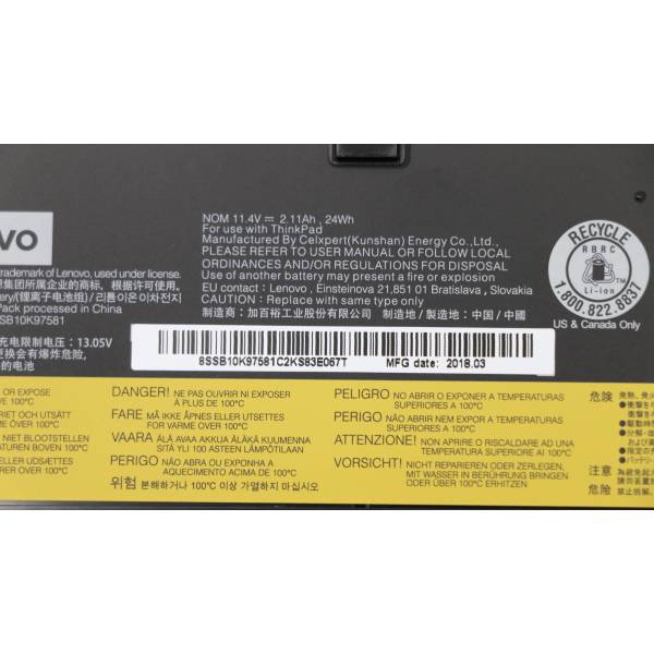 Baterie Laptop, Lenovo, ThinkPad T470 Type 20HD, 20HE, 20JM, 20JN, 5B10K97581, 01AV424, 11.24V, 2110mAh, 24Wh