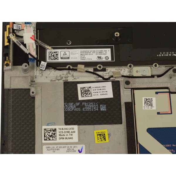 Carcasa superioara cu tastatura palmrest Laptop, Dell, XPS 15 9500, P91F, P91F002, 6JV4G, 06JV4G, 08NGH, 008NGH, EA2SH000100, iluminata, neagra, cu touchpad, layout US