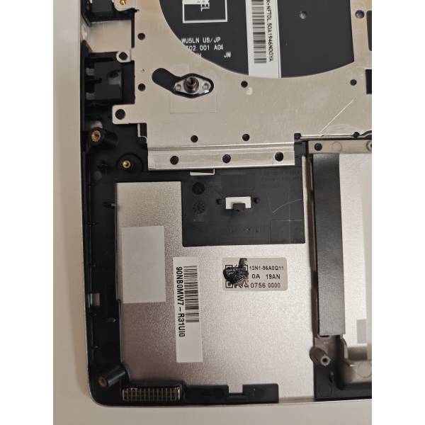 Carcasa superioara cu tastatura palmrest Laptop, Asus, ZenBook 13 UX334F, UX334FA, UX334FAC, UX334FL, UX334FLC, 90NB0MW7-R31UI0, 90NB0MW7-R31US0, 13N1-96A0Q11, UX334FL-3S, iluminata, argintie, layout US
