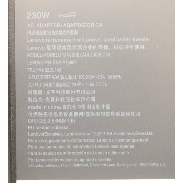 Incarcator Laptop, Lenovo, Legion 5 15IRX9 Type 83JJ, 02DL142, ADL230SDC3A, 20V, 11.5A, 230W, mufa USB Square