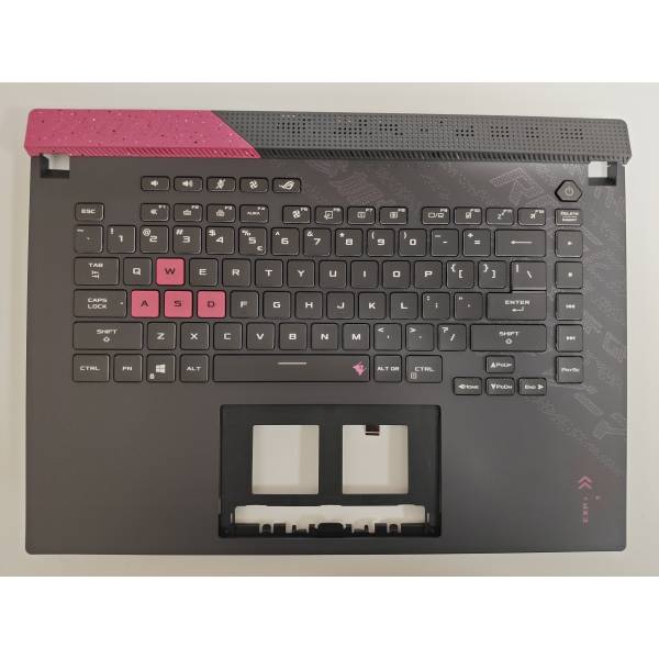 Carcasa superioara cu tastatura palmrest Laptop Gaming, Asus, ROG Strix G15 G513Q, G513QR, 90NR0573-R32UI0, 90NR0573-R32US0, 6070B1886023, 13NR0573P02011-3, G513QM-1H, iluminata, RGB 4 Zone, layout US