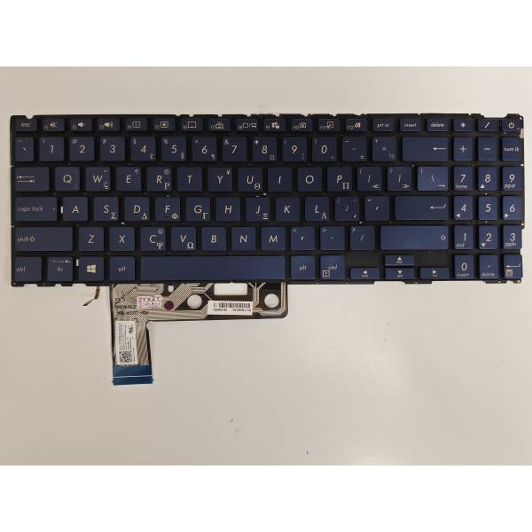 Tastatura Laptop, Asus, ZenBook 15 UX534F, UX534FA, UX534FAC, UX534FT, UX534FTC, iluminata, albastra, layout Greek (GR)/(US)