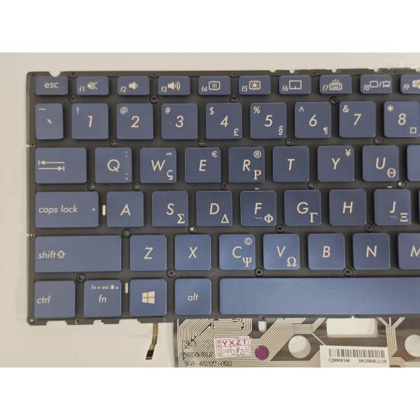 Tastatura Laptop, Asus, ZenBook 15 UX534F, UX534FA, UX534FAC, UX534FT, UX534FTC, iluminata, albastra, layout Greek (GR)/(US)