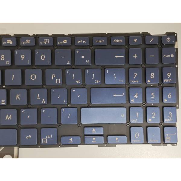 Tastatura Laptop, Asus, ZenBook 15 UX534F, UX534FA, UX534FAC, UX534FT, UX534FTC, iluminata, albastra, layout Greek (GR)/(US)