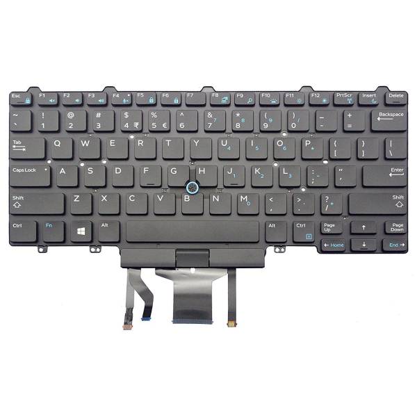 Tastatura Laptop, Dell, Latitude 14 E7470, P40G, P40G003, 0F2X80, 0YT6W1, 04VMV0, dual point, iluminata, neagra, layout US