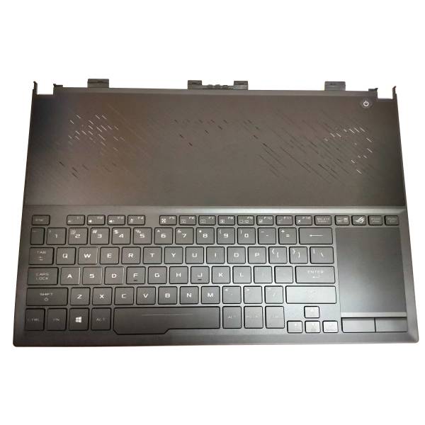 Carcasa superioara cu tastatura palmrest Laptop Gaming, Asus, ROG Zephyrus S GX531G, 90NR01D1-R31US0, 13NR0101P01111, 13NR0101P05011-1, 13N1-7QA0101, 13NR01D1AM0701, GX531GX-1A, iluminata, RGB 4-Zone, neagra, layout US