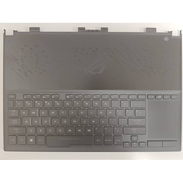 Carcasa superioara cu tastatura palmrest Laptop Gaming, Asus, ROG Zephyrus S GX531G, 90NR01D1-R31US0, 13NR0101P01111, 13NR0101P05011-1, 13N1-7QA0101, 13NR01D1AM0701, GX531GX-1A, iluminata, RGB 4-Zone, neagra, layout US