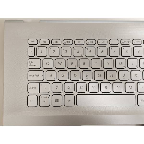 Carcasa superioara cu tastatura palmrest Laptop, Asus, VivoBook S17 S712D, S712DA, S712DAM, S712DK, S712E, S712EA, S712EAM, S712EQ, S712EQM, 90NB0TW1-R30UK0, 90PC27380100GZ, 13NB0TW0M01011, 13N1-D0A0101, 13N1-D0A0401, argintie, layout UK