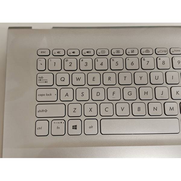 Carcasa superioara cu tastatura palmrest Laptop, Asus, Business P1701F, P1701FA, P1701FB, 90NB0L61-R31US0, 90PC27130101GZ, 13NB0L60M01211, 13N1-7GA0S01, X712FA-8S, iluminata, argintie, layout US