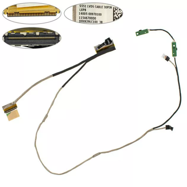 Cablu video LVDS Laptop, Asus, VivoBook S551L, S551LA, S551LB, S551LN, 14005-00970100, DD0XJ9LC100, S551 LVDS Cable, non touch, 30 pini